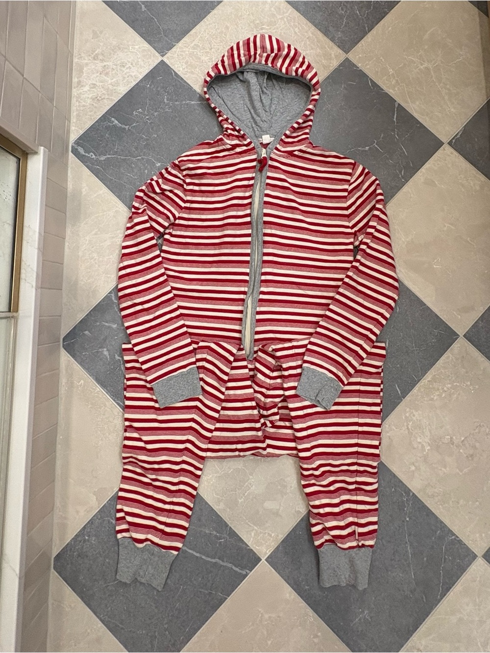 Burt’s Bees Organic Cotton Striped Hooded Jumpsuit Onesie Pajamas ADULT XS Candy